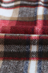 Fiery Red Geometric Plaid Print Pocketed Shacket Plaid Shackets JT's Designer Fashion