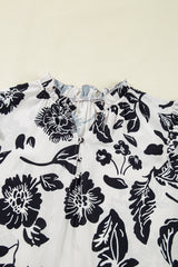 Black Floral Print Tiered Frilled Half Sleeve Plus Size Mini Dress Plus Size Mini Dresses JT's Designer Fashion