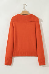 Flamingo Collared V Neck Ribbed Edge Sexy Elegant Sweater Sweaters JT's Designer Fashion