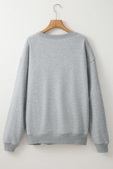 Light Grey Solid Loose Crew Neck Fleece Sweatshirt Sweatshirts & Hoodies JT's Designer Fashion
