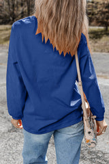 Dark Blue Ribbed Corduroy Oversized Sweatshirt Sweatshirts & Hoodies JT's Designer Fashion