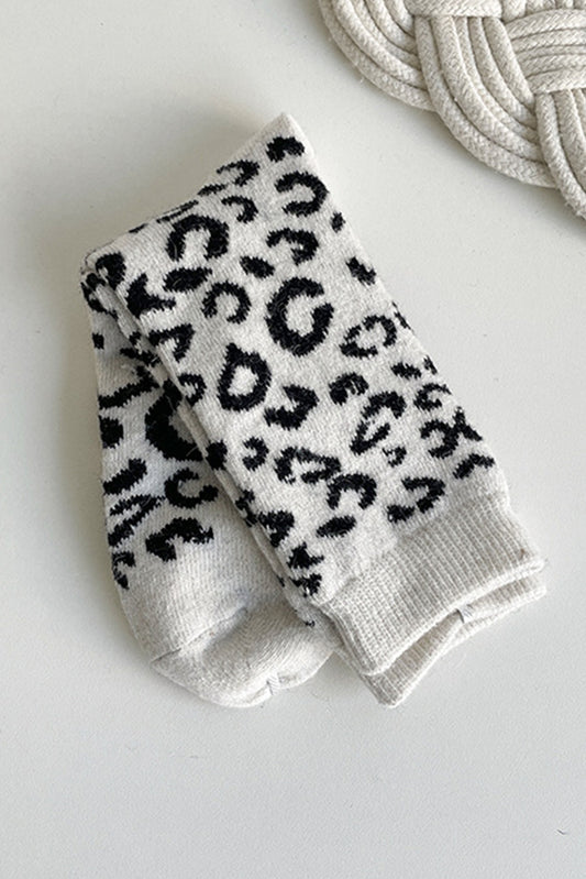 White Leopard Ribbed Edge Tube Socks Socks JT's Designer Fashion