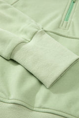 Smoke Green Quarter Zip Stand Neck Kangaroo Pocket Sweatshirt Sweatshirts & Hoodies JT's Designer Fashion