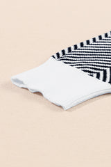 Black Stripe Buttoned Front V Neck Herringbone Cardigan Cardigans JT's Designer Fashion