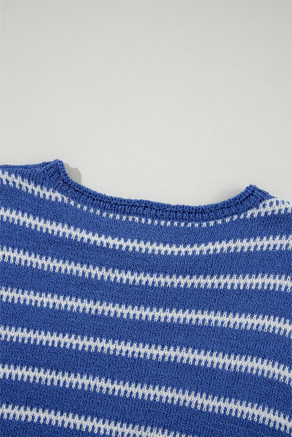 Sky Blue Stripe Drop Shoulder Casual Sweater Sweaters JT's Designer Fashion