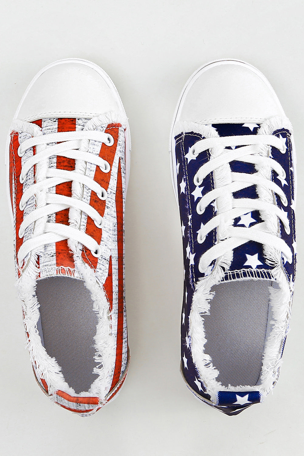 Blue American Flag Lace-up Canvas Flat Shoes Women's Shoes JT's Designer Fashion