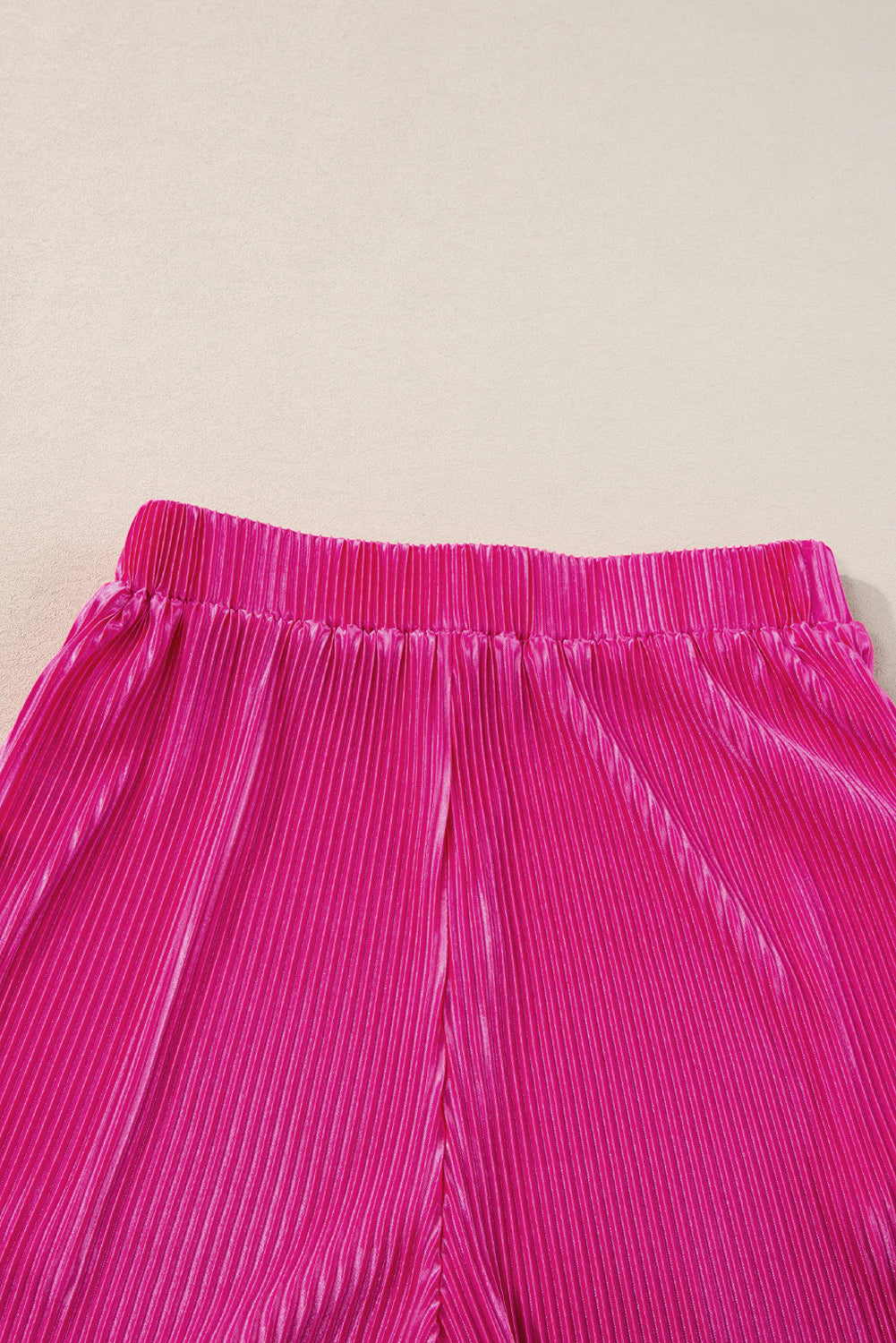 Bright Pink Casual Pleated Short Two-piece Set Short Sets JT's Designer Fashion