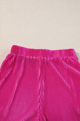 Bright Pink Casual Pleated Short Two-piece Set Short Sets JT's Designer Fashion