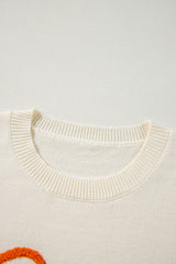 Apricot Boo Knitted Pattern Ribbed Edge Drop Shoulder Sweater Sweaters JT's Designer Fashion