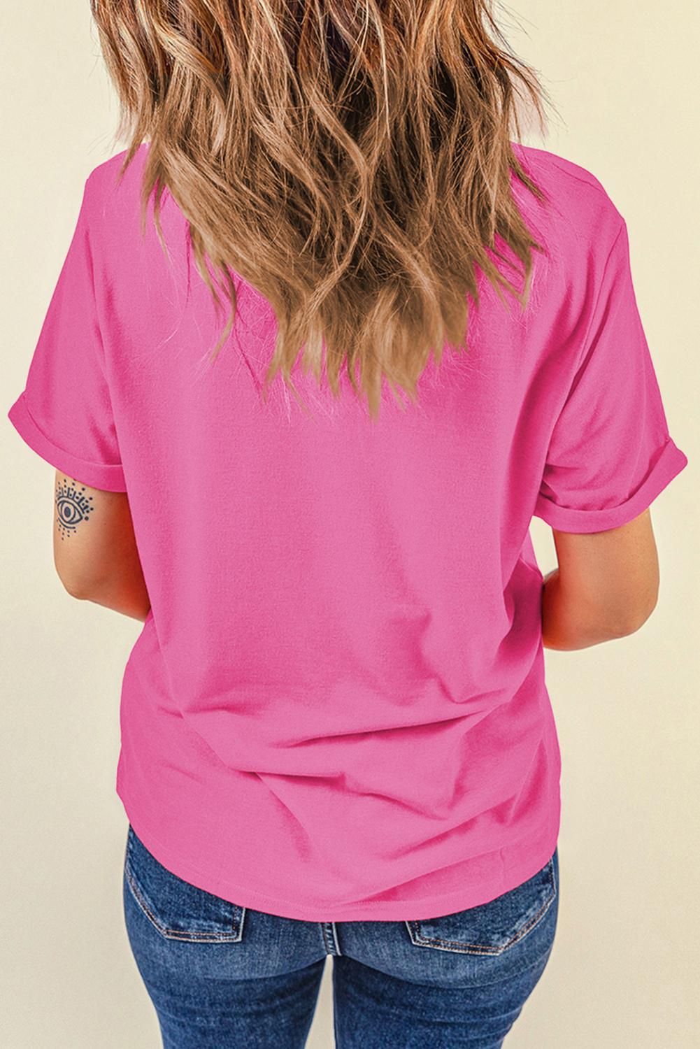 Sachet Pink Flag Pattern Boots Bow Accent Casual Graphic Tee Graphic Tees JT's Designer Fashion