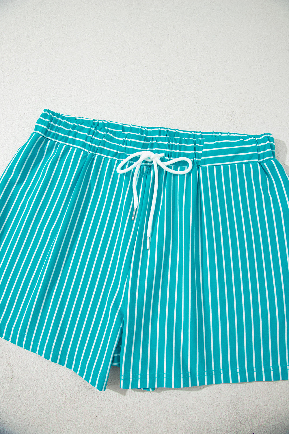 Sky Blue Stripe V Neck Tee and Casual Short Set Short Sets JT's Designer Fashion