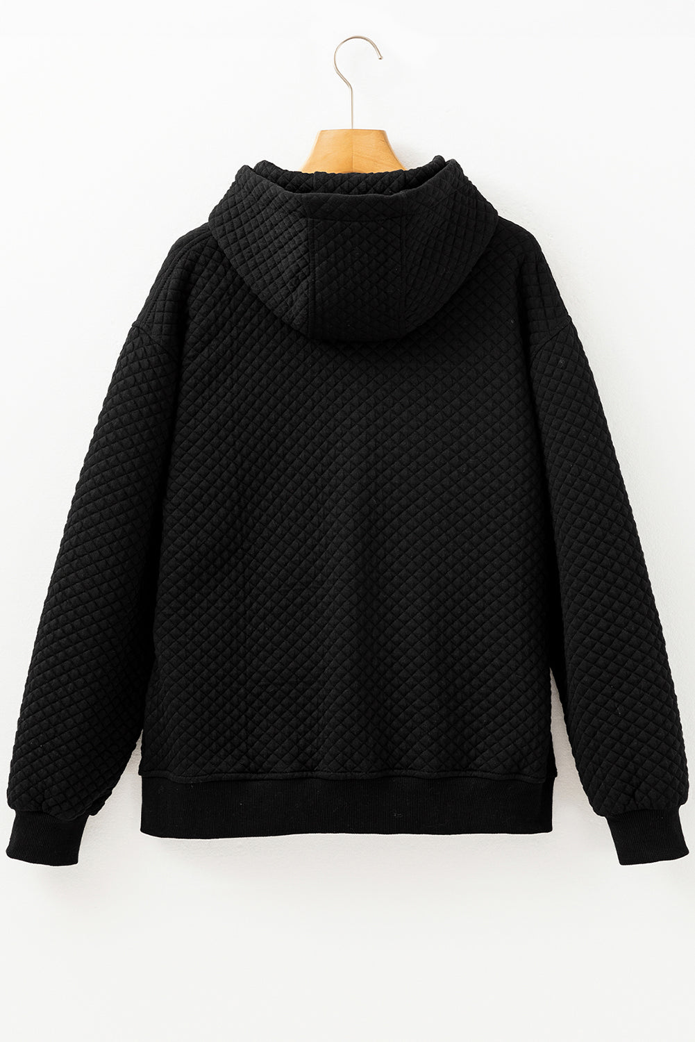 Black Quilted Side Pockets Zipper Hooded Jacket Jackets JT's Designer Fashion