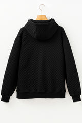 Black Quilted Side Pockets Zipper Hooded Jacket Jackets JT's Designer Fashion
