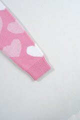 Pink Pearled Heart Print Valentines Crew Neck Sweater Sweaters JT's Designer Fashion