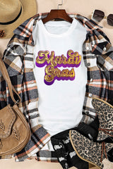 White Mardi Gras Sequin Graphic T-shirt Graphic Tees JT's Designer Fashion