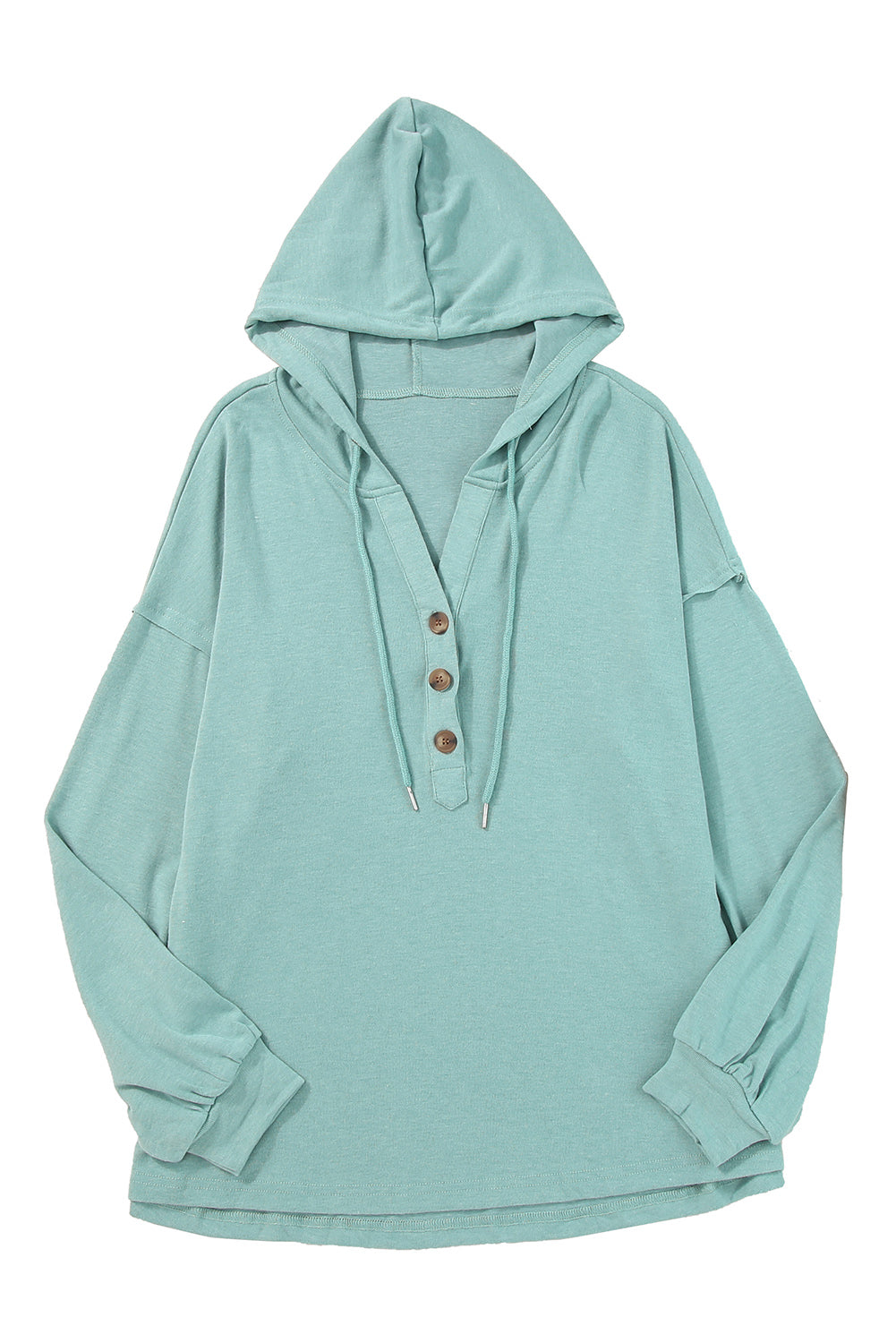 Buttoned High and Low Hem Hoodie Sweatshirts & Hoodies JT's Designer Fashion