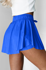 Sky Blue Drawstring High Waist Lined Tennis Skorts Skirts & Petticoat JT's Designer Fashion