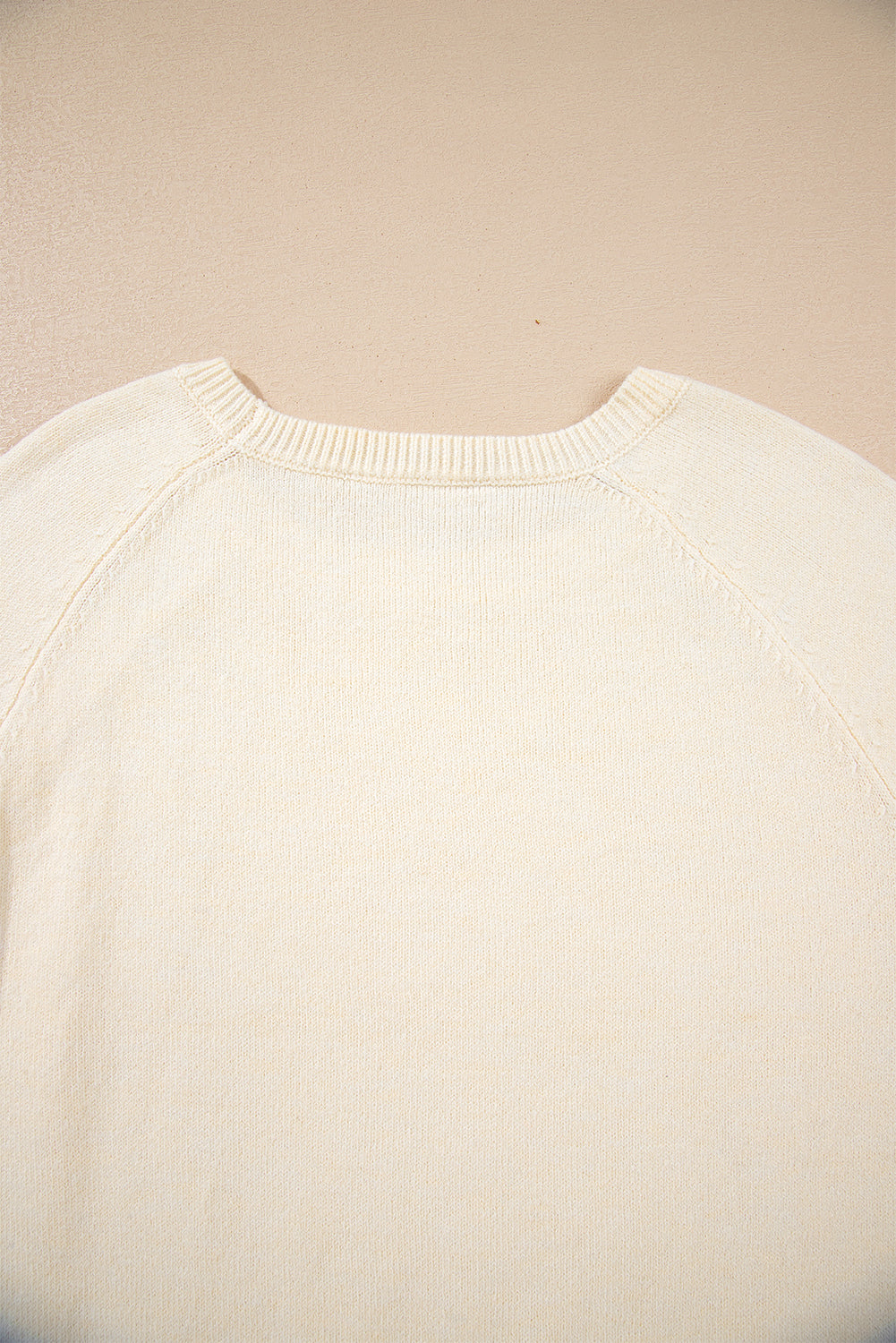 White Buttoned Bishop Sleeve Crew Neck Sweater Sweaters JT's Designer Fashion