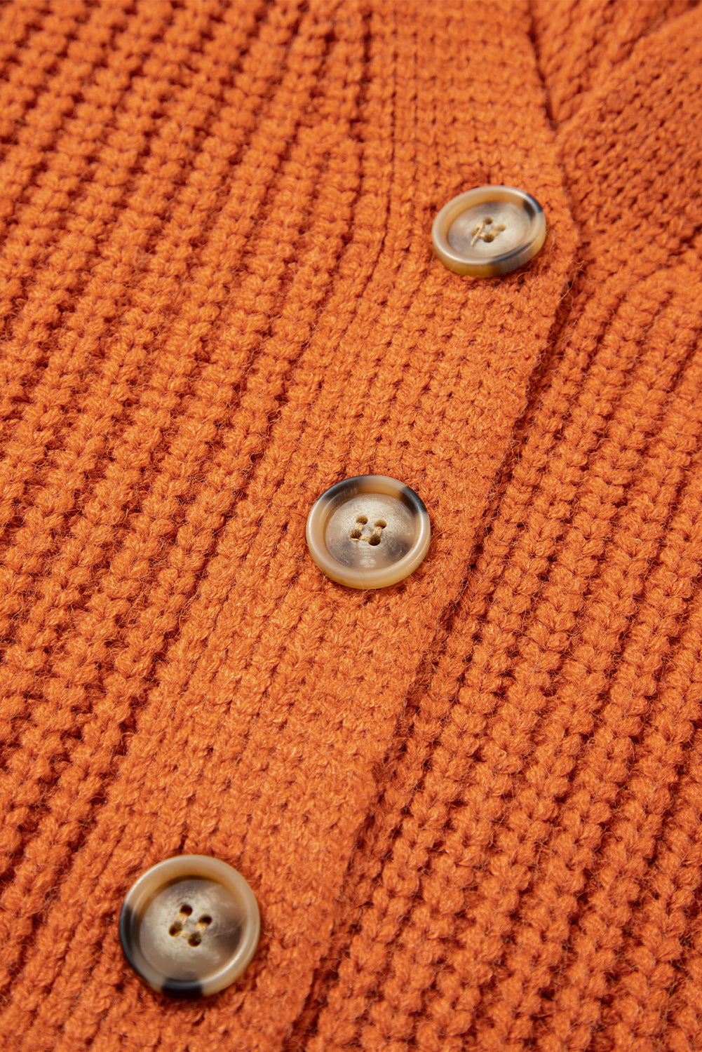 Gold Flame Button Front V Neck Chunky Cardigan Sweater Cardigans JT's Designer Fashion