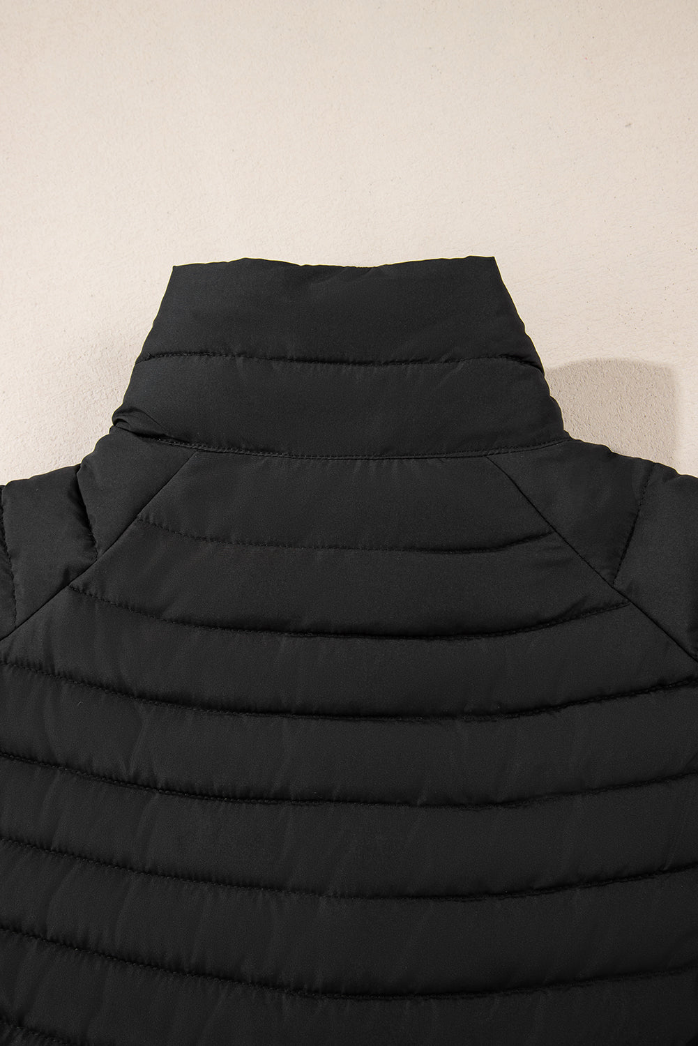 Black Solid Color Quilted Zip-up Puffer Jacket Jackets JT's Designer Fashion