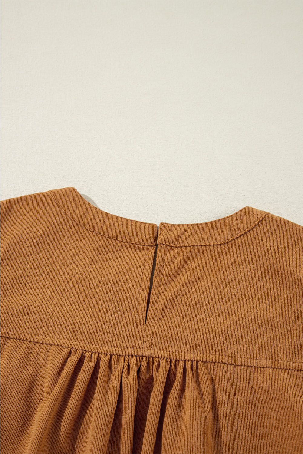 Desert Gold Corduroy Pleated Puff Sleeve Shift Short Dress Mini Dresses JT's Designer Fashion