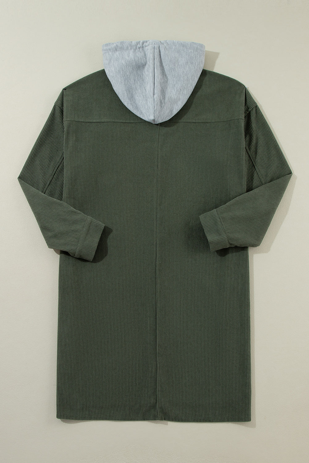 Jungle Green Oversized Corduroy Contrast Hooded Shacket Jackets JT's Designer Fashion