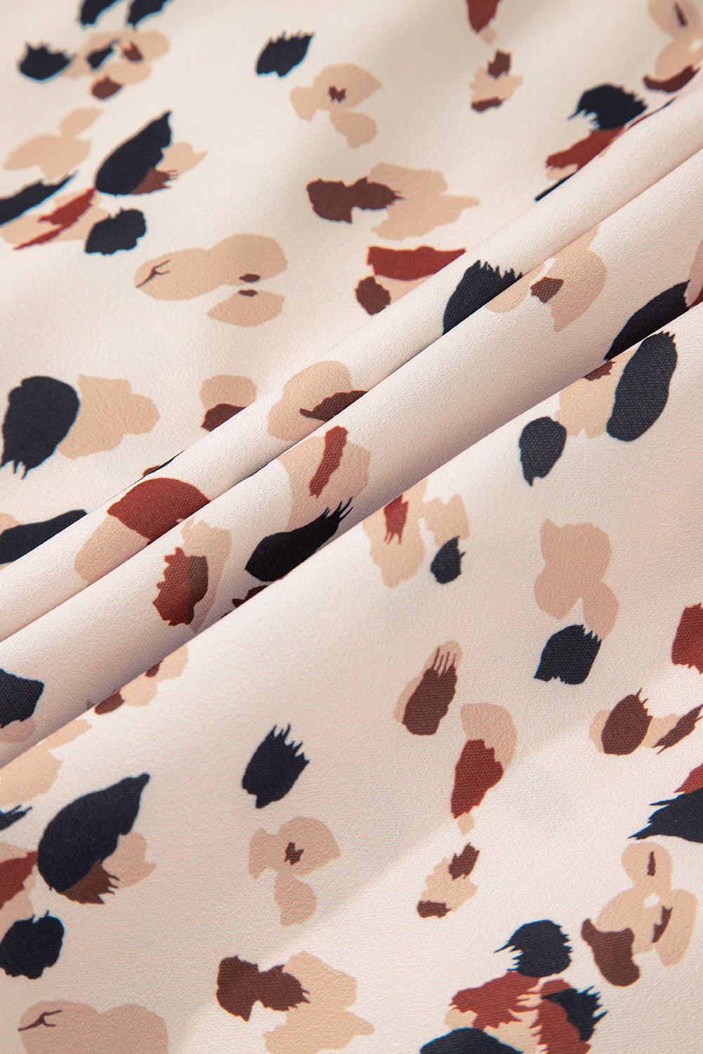 Beige Printed Surplice V Neck Cuffed Sleeve Empire Waist Plus Size Dress Plus Size Mini Dresses JT's Designer Fashion