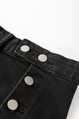 Black Button Fly Side Split High Waist Denim Midi Skirt Skirts & Petticoat JT's Designer Fashion