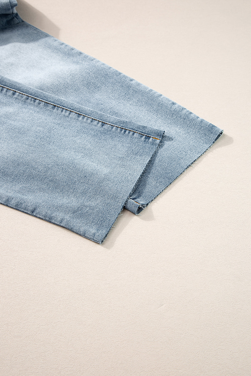 Light Blue Acid Wash Raw Edge Straight Jeans Jeans JT's Designer Fashion