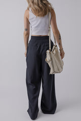 Dirty blue Dual Buttoned High Waist Pleated Wide Leg Pants Pants & Culotte JT's Designer Fashion