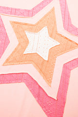 Light Pink Eyelet Lace Star Applique Plus Size T Shirt Plus Size Tops & Tees JT's Designer Fashion