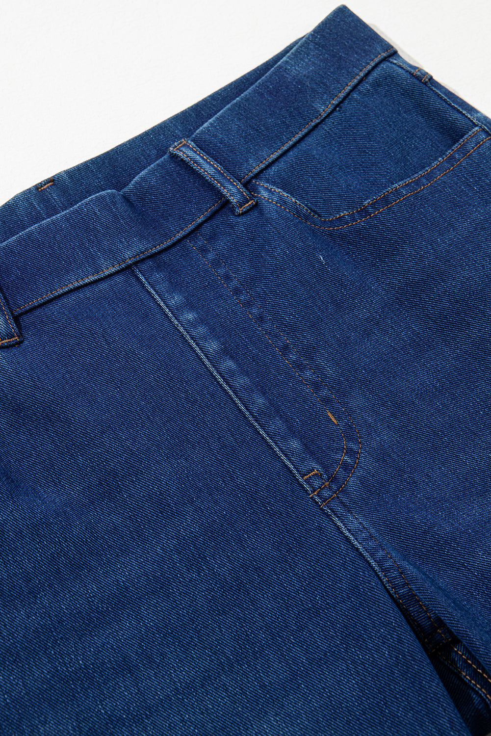 Ashleigh Blue Multiple Pockets Straight Leg Washed Stretchy Knit Casual Jeans Jeans JT's Designer Fashion