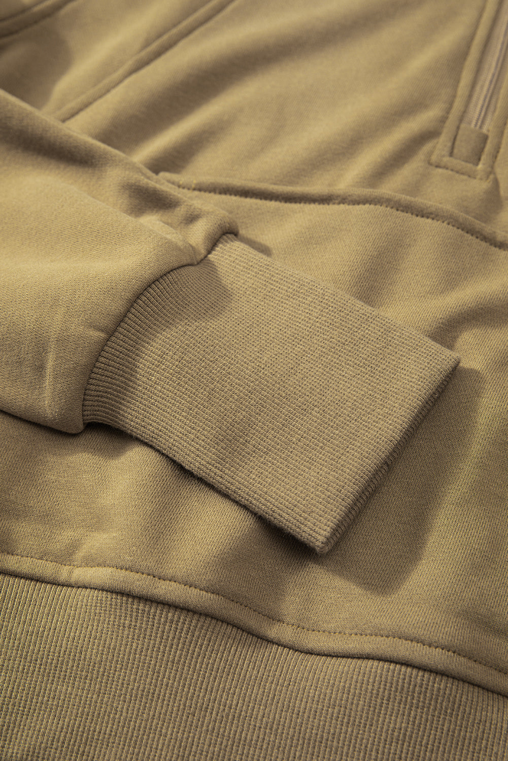 Brown Quarter Zip Stand Neck Kangaroo Pocket Sweatshirt Sweatshirts & Hoodies JT's Designer Fashion