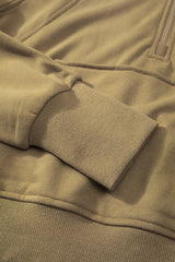 Brown Quarter Zip Stand Neck Kangaroo Pocket Sweatshirt Sweatshirts & Hoodies JT's Designer Fashion