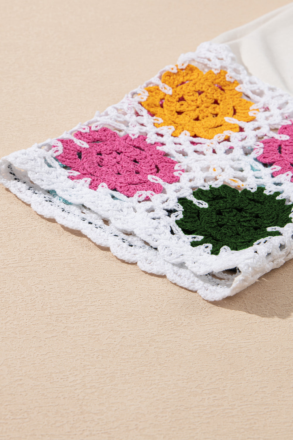 White Floral Crochet Splicing Sleeve T Shirt Dress T Shirt Dresses JT's Designer Fashion