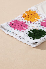 White Floral Crochet Splicing Sleeve T Shirt Dress T Shirt Dresses JT's Designer Fashion