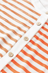 Orange Stripe Oversized Buttoned Front Sleeveless Wide Leg Jumpsuit Jumpsuits & Rompers JT's Designer Fashion