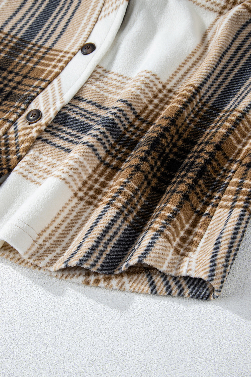 Multicolour Plaid Print Flap Pocket Button Up Shacket Plaid Shackets JT's Designer Fashion