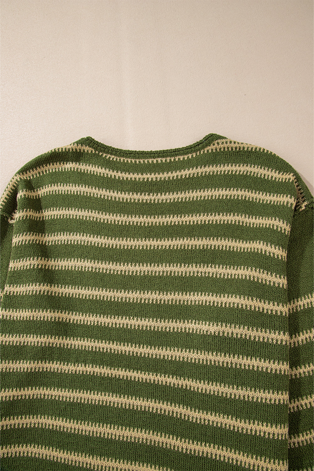 Green Stripe Drop Shoulder Casual Sweater Sweaters JT's Designer Fashion