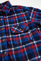 Navy Blue Plaid Flap Pocket Button Up Shacket Plaid Shackets JT's Designer Fashion