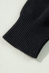 Black Boo Knitted Pattern Ribbed Edge Drop Shoulder Sweater Sweaters JT's Designer Fashion