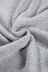 Light Grey Loose Eyelet V Neck Drop Shoulder Sweater Sweaters JT's Designer Fashion