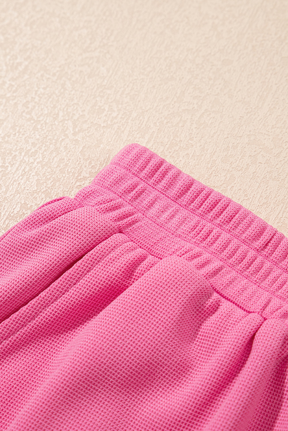 Bright Pink Textured Pearled Ruffle Sleeve Top 2 Piece Shorts Set Short Sets JT's Designer Fashion