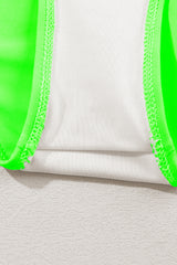 Green Striped Patchwork Spaghetti Strap High Waist Bikini Swimsuit High Waisted Swimsuit JT's Designer Fashion