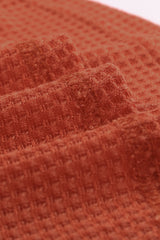 Orange Contrast Eyelet Thermal Knit Top Long Sleeve Tops JT's Designer Fashion