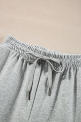 Light Grey Solid Color Fleece Lined Drawstring Waist Joggers Pants & Culotte JT's Designer Fashion