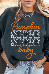 Dark Grey Halloween Pumpkin Spice Baby Graphic Textured Sweatshirt Graphic Sweatshirts JT's Designer Fashion