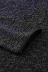 Black Heathered Print Button Snap Neck Pullover Hoodie Sweatshirts & Hoodies JT's Designer Fashion