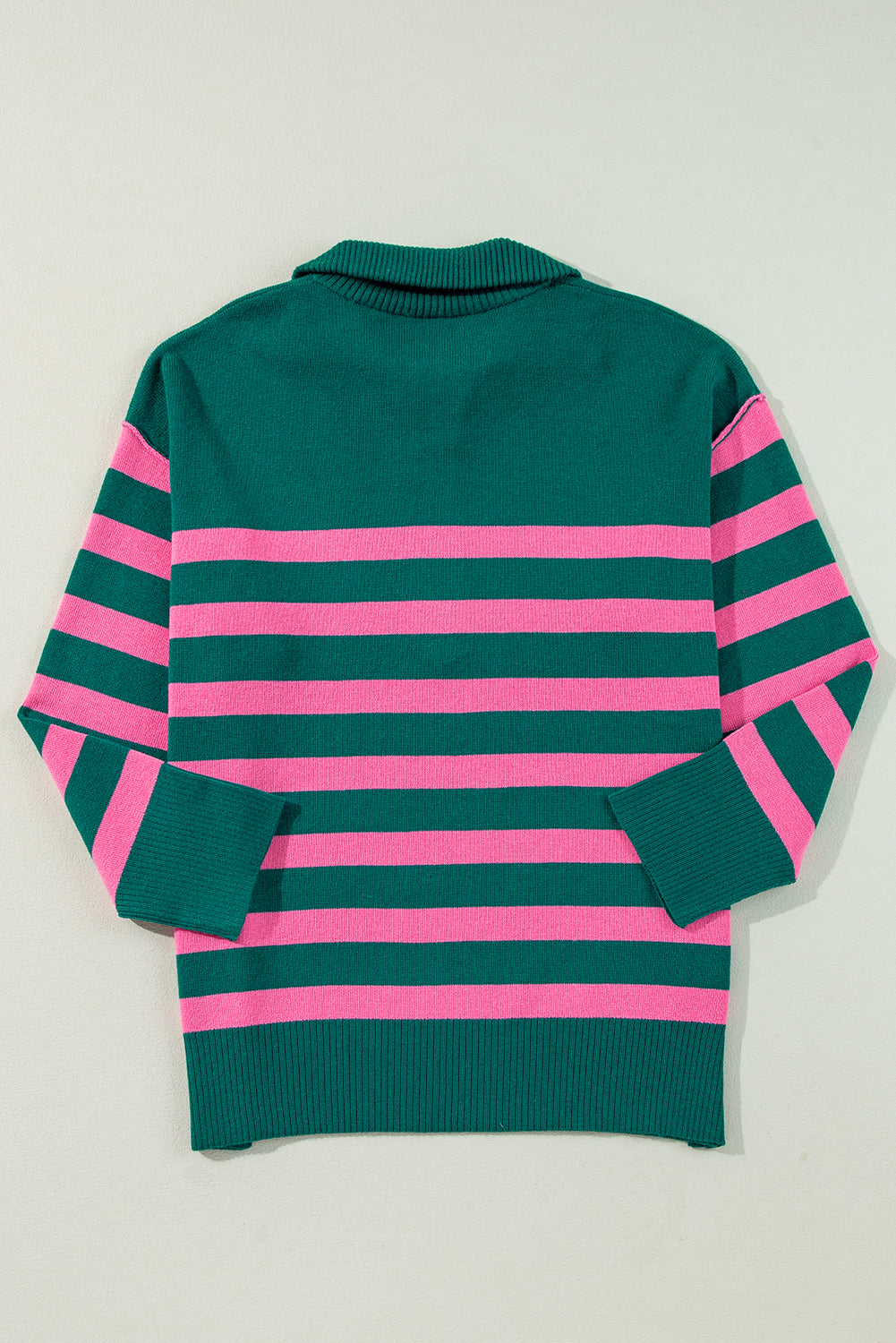 Green Collared Quarter Zipper Oversized Sweater Sweaters JT's Designer Fashion