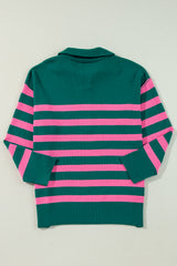 Green Collared Quarter Zipper Oversized Sweater Sweaters JT's Designer Fashion